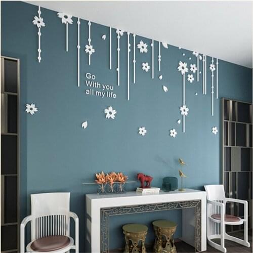 Romantic Flower Vine Wall Stickers Art DIY Painting Decals TV Sofa Background Wallpaper Poster For Home Decor 3D Acrylic Sticker