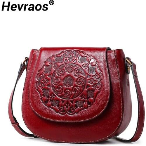 High Quality Genuine Leather Luxury Vintage Embossing Women Shoulder Bags Designer Crossbody Bag Lady Bag Fashion Messenger Bags