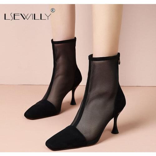 Lsewilly Women Sandals Hollow Net Mesh Sandals Sexy Thin High Heels Ladies Fashion Summer Shoes Breathable Stiletto Heels