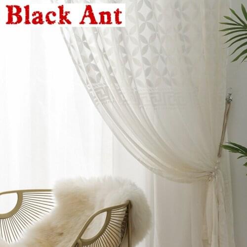 Light Luxury Modern Plain Cotton Embroidery Curtain Window Screen Voile Bedroom Balcony Kitchen Sheer Fabric X080 #40