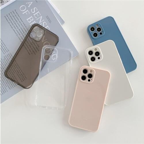 Ultra Thin Clear Phone Cases For iPhone 12 Mini 11 Pro XS MAX XR X 8 7 SE 2020 12Pro Fashion Candy Color Soft TPU Silicone Cover