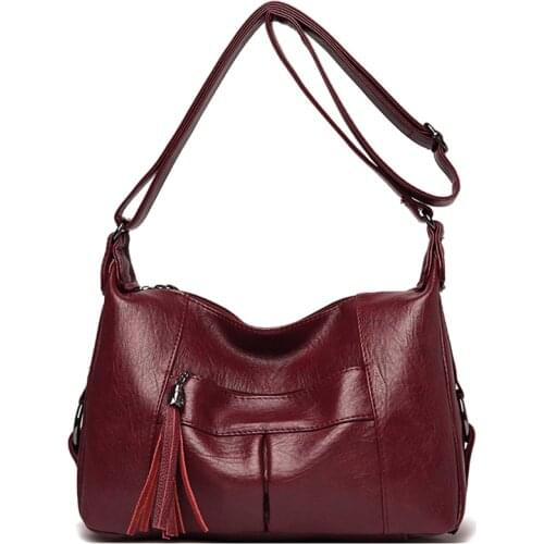 High-quality Woman Shoulder Bag Soft Leather Handbags Ladies Tassel Crossbody Bags for Women Casual Travel Hobos Bag Sac Vintage