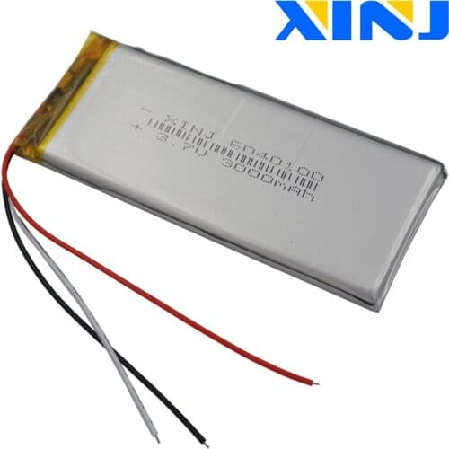 XINJ 3.7V 3000 mAh 3wires for thermistor Lithium Polymer Li-Po Battery 6040100 For GPS PSP E-book PDA MID ipod DVD Tablet PC
