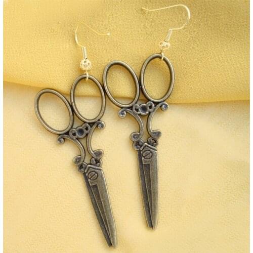 RED SNAKE Newest Vintage Retro Style Jewelry Gunmetal scissors Earrings Cooper Dangle Earring for Women EB0054