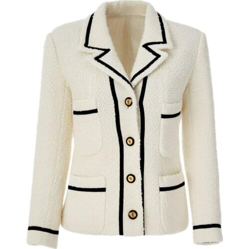 Jacket Tops Fashion High Quality Autumn Winter New WomenS Clothing Casual Elegant Chic Lapel Button Woolen Coat