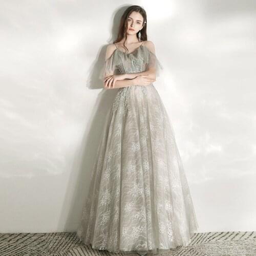 A-Line Formal Dress V-Neck Spaghetti Strap Sleeveless Robe De Soiree Sequined Backless bandage Dress Women Party evening dress