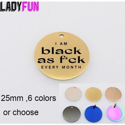 I Am Black Every Month Charm Stainless Steel Black History Charms High Polish Mirror Pendant 10pcs