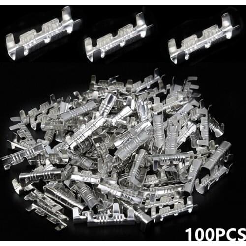 100PCS Silver Electrical U-shaped Copper Button Quick Wire Connectors Crimp Terminals 0.5-1.5mm2