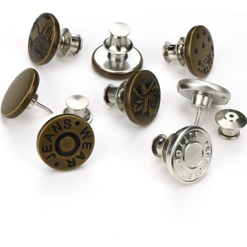 2PCs Snap Fastener Metal Buttons For Clothing Jeans Perfect Fit Adjust Self Increase Reduce Waist Free Nail Twist Sewing Buttons