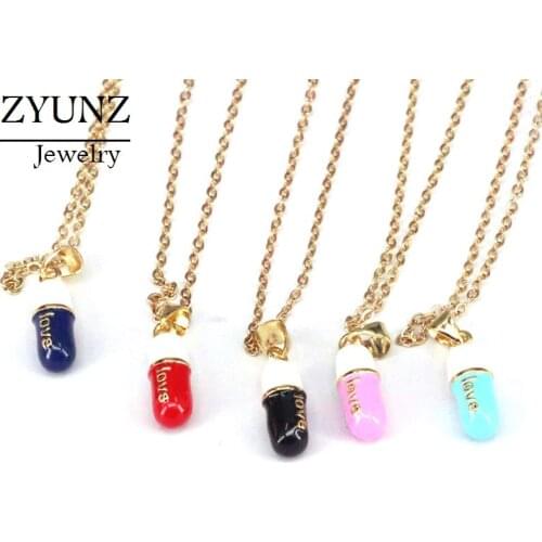 20PCS, Mix Color Jewelry Capsules Enamel Pendant Charms Copper Necklace