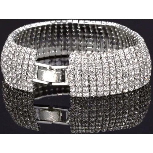 2017 Simple Fashion Rhinestone Crystal Bracelet Sparkling Charm Valentines Day Gift Bridal Dress Accessories 171120-9