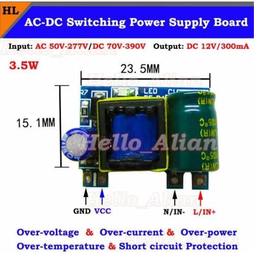 3.5W AC/DC-DC Volt Converter AC/DC 110V 220V 230V to DC 12V 300mA Power supply Switching Transformer board
