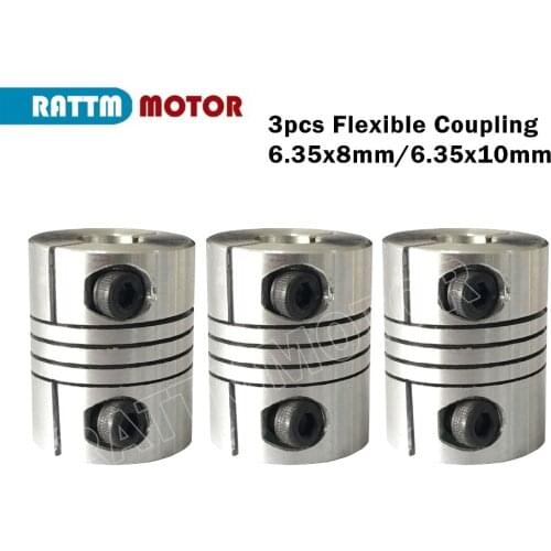 3pcs Flexible Coupling 6.35x8mm 6.38x10mm Stepper Motor CNC Parts Router Mill