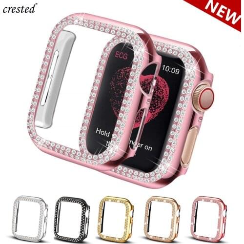 Cover For Apple watch Case 44mm 40mm iWatch 42mm 38mm Double Rhinestone Bumper Protector Apple watch series 5 4 3 Accessories