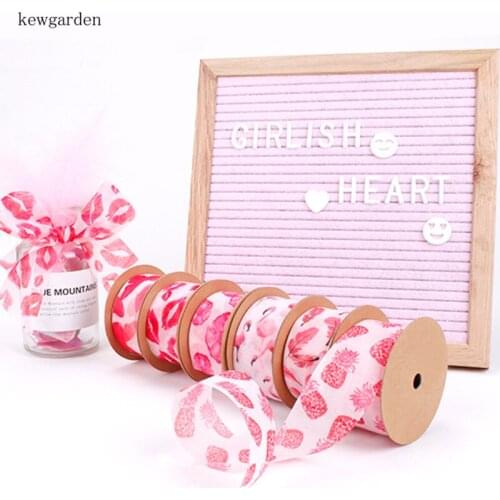 Kewgarden 1.5" 38mm Printed Chiffon Voile Satin Ribbons Handmade Tape DIY Brooch Bowknot Accessories Packing Webbing 10 Yards