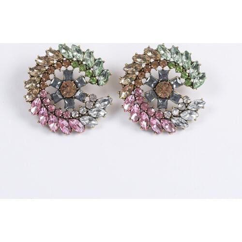 Austrian Crystal Geometric Circle Za Earrings Jewellery Female CZ Rhinestone Round Drop Earrings For Women Wedding Bridal 2019