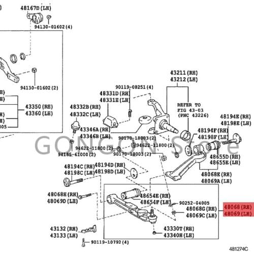 CAR Right Front Suspension No. 1 Lower Arm Sub-assembly 2007- 2019 Toy ot aCOR OLL A AUR IS (UKP) AUR IS/HYB RID (UKP)
