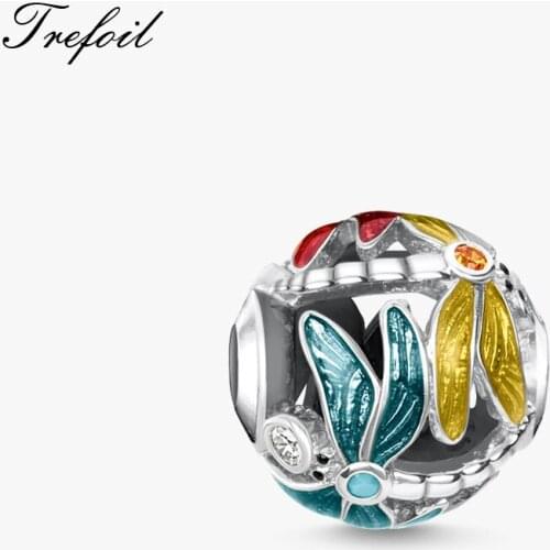 DIY Beads Colorful Dragonfly 5mm Hole,2019 New 925 Sterling Silver Jewelry Bohemia Charm Gift For Women Fit Bracelets Necklace