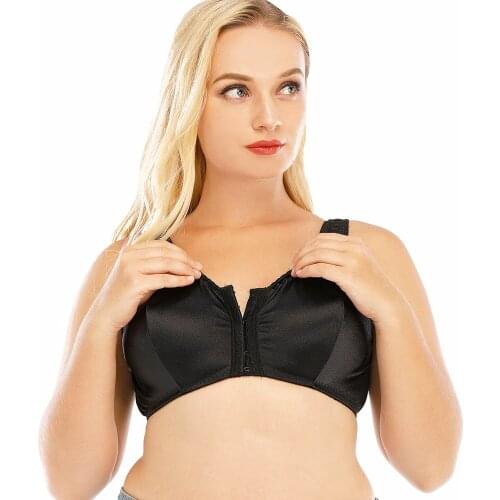 Wire Free Big Size Bra Women Minimizer Bras Full Cup Front Closure Solid Non-padded 36 38 40 42 44 46 48 B C D DD