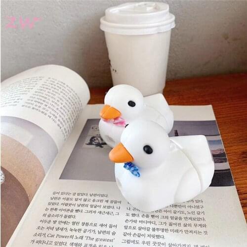 Cute fashion little white duck 3d case for airpods 1 2 pro 3 charging case soft silicone wireless bluetooth headset protect cove