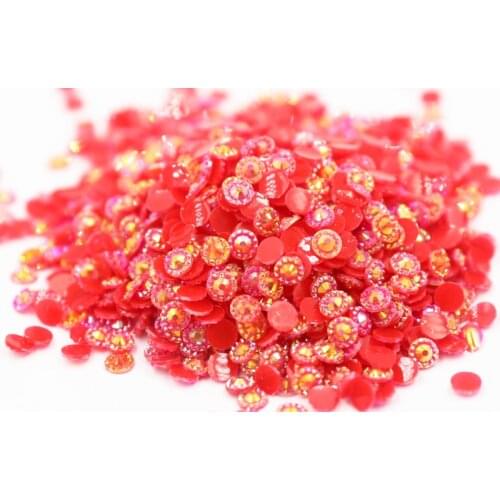 Jelly Siam AB Color Sunflower 4mm,5mm,6mm Facets FlatBack Resin Rhinestone Nail Art Garment Decoration Stones/Beads
