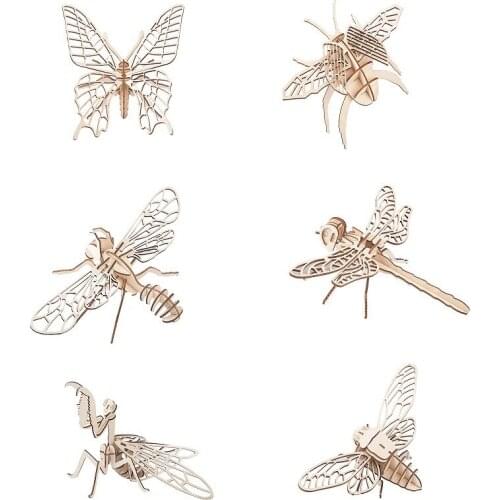 Baby Toy Montessori 3D Puzzle DIY Jigsaw Board Wooden Puzzle Insect Animal Handmade Educational Assembly Toy Gift for Children