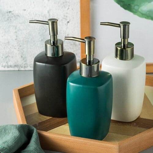 Bathroom Accessories 380ml Ceramic Liquid Soap Dispenser Lotion Storage Bottle Solid Color Soap Dispenser