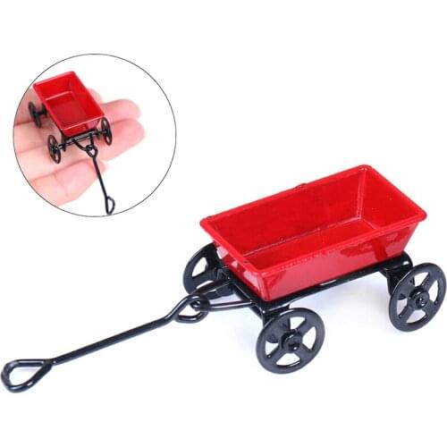 DIY Miniature Metal Pulling Cart Spade Rake Garden Tools For Children Dolls House Miniatures Acce