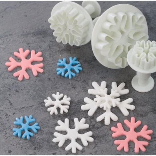 Christmas Snowflake Shape Fondant Cutter Plastic Cake/cookie/biscuit Cutter Plunger Mold Fondant Baking Cake Decorating Tools