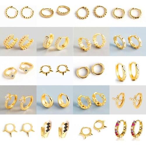 INZATT Real 925 Sterling Silver Zircon Hoop Earrings For Charming Women Party Fine Jewelry Minimalist Bohemian Accessories