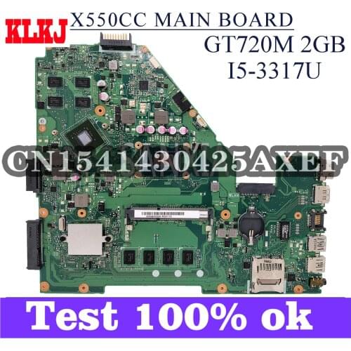 KLKJ X550CC Laptop Motherboard For ASUS X550C A550C X550CL R510C Original Mainboard 4GB-RAM I5-3317U GT720M