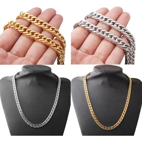 8mm Stainless Steel Gold Silver Color Curb Cuban Chain Mens Womens Necklace Or Bracelet Holiday Gift Steampunk Style Jewelry