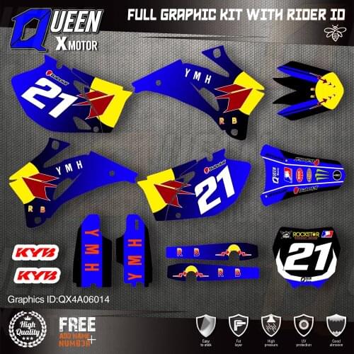 QUEEN X MOTOR Custom Team Graphics Backgrounds Decals 3M Stickers Kit For YAMAHA 2006-09 YZF250 450 014