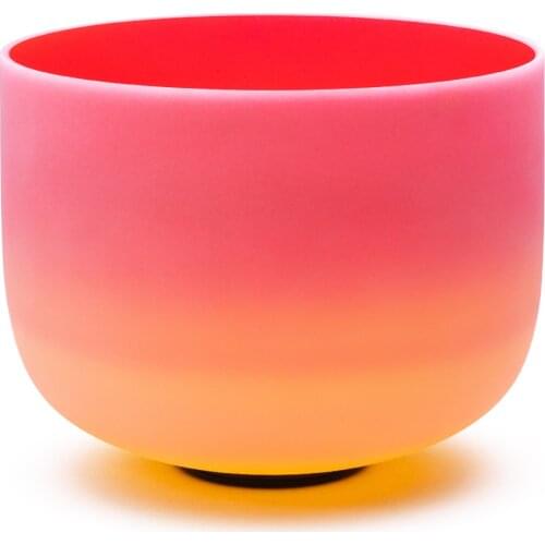 KVKA 8 inch C Note Frosted Quartz Crystal Singing Bowl 8" Root Chakra crystal singing bowl (red yellow