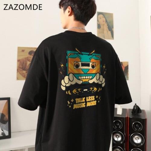 ZAZOMDE Summer Printing Short-Sleeved T-shirt Mens Fashion Loose and All-match Style Ins Fashion Lovers Half Sleeve Tee
