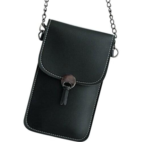 Fashionable Chain Phone Bag Clear Transparent Window Touches Screen Crossbody Multifunctional Mobile Phone Bags