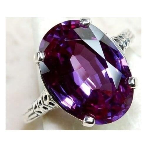 Fashion Women Purple Oval Cut Zircon Wedding Rings Engagement Jewelry Ring Set Size 6 -10