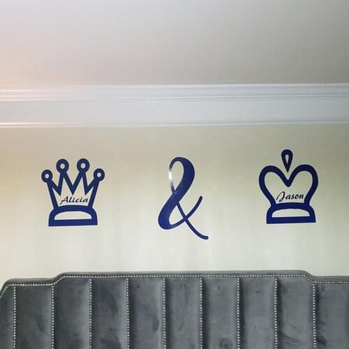 Makeyes King And Queen Wall Stickers Kids Names Desgin Custom Name Lovers Room Decoration Wall Decor Home Bedroom Wallpaper Q501
