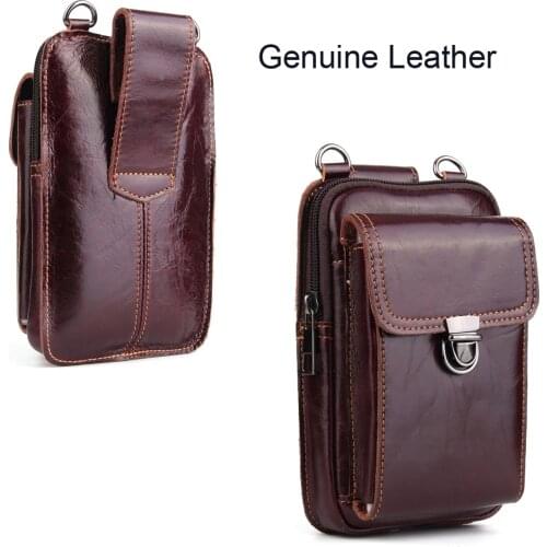 Genuine Leather Pouch Shoulder Belt Mobile Phone Case Bags For Asus Zenfone Max Plus (M1),Zenfone 4 Pro/4 Max ZC520KL ZC554KL