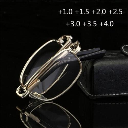 New Women Men Folded Double Hyperopia Spectacle Both Near And Far Metal Reading Glasses Power +1.0 +1.5 +2.0 +2.5 +3.0 +3.5 +4.0