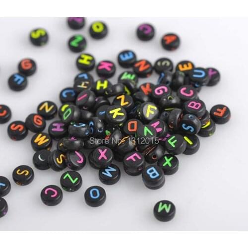 Wholesale!!DIY 200Pcs 7mm Multicolor Mixed Alphabet Letter, Acrylic Charming Flat Spacer loose Beads Free Shipping YKL0114