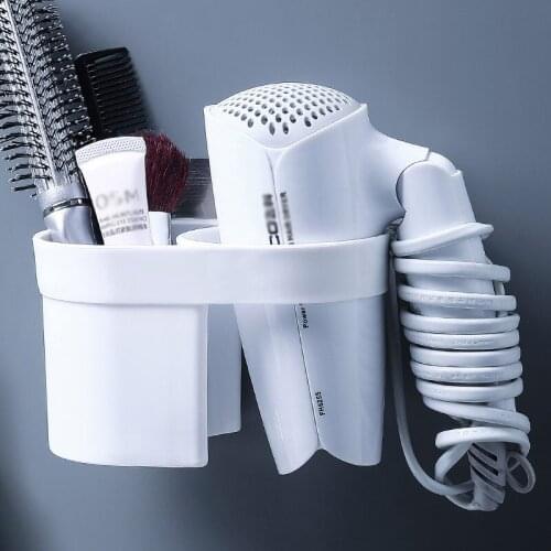 Plastic storage rack holder kitchen suction bathroom wall-mounted Electric hair plywood comb hair dryer holder High Quality
