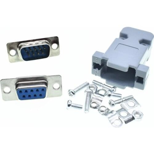 RS232 Serial Port Connectors DB9 Female Male Socket Shell Plastic Plug Connector 9pin COM Socket Adapter