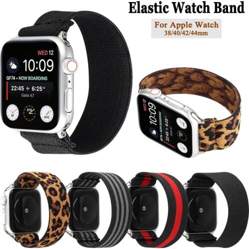 Leopard Print Strap For Apple Watch Band 44mm 40mm Universal Elastic Strap For iWatch 38/40mm Bracelet Replacement Strap D30