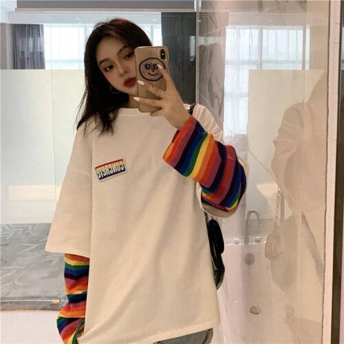 Cute Jumper Ladies Fashion Ulzzang Girl Print Women T-shirt Streetwear Long Sleeve Spring Autumn Female Casual Tee Tops Casual