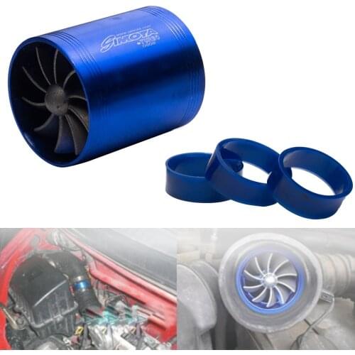 Blue Simota Double Turbine Turbo Charger Air Intake Gas Fuel Gas Saver Single Fan Car Supercharger