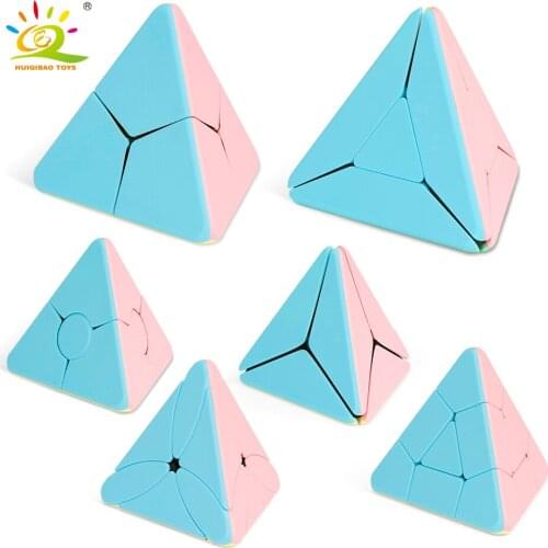 HUIQIBAO Speed Cube Professional Magic Pyraminx Cube Tetrahedron Shaped Rotation Cubos Magicos Home Games for Children Kids Game