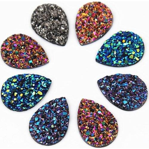 New Bling AB Colors 50PCS 13*18mm Mineral Surface Drop Resin Rhinestone Flatback Cabochon Stone DIY Wedding Decoration 8Y29
