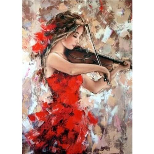 Rhinestones pictures 3D Full Diamond painting Round 5D Square Diamond Embroidery Sale Home decoration Girl playing the violin