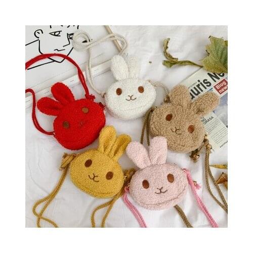 2020 new plush bunny childrens handbag messenger bag Korean fashion cute girls shoulder rabbit bag toddler coin purse